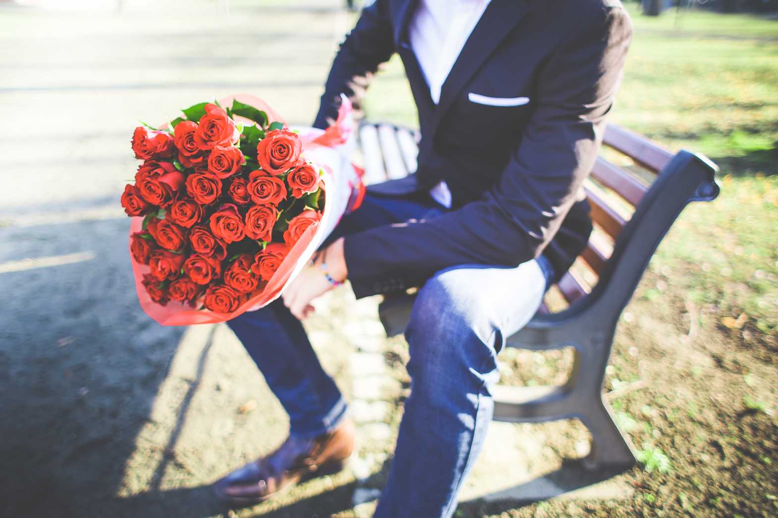 Free stock photo of Man with a Bouquet of Roses from picjumbo.com